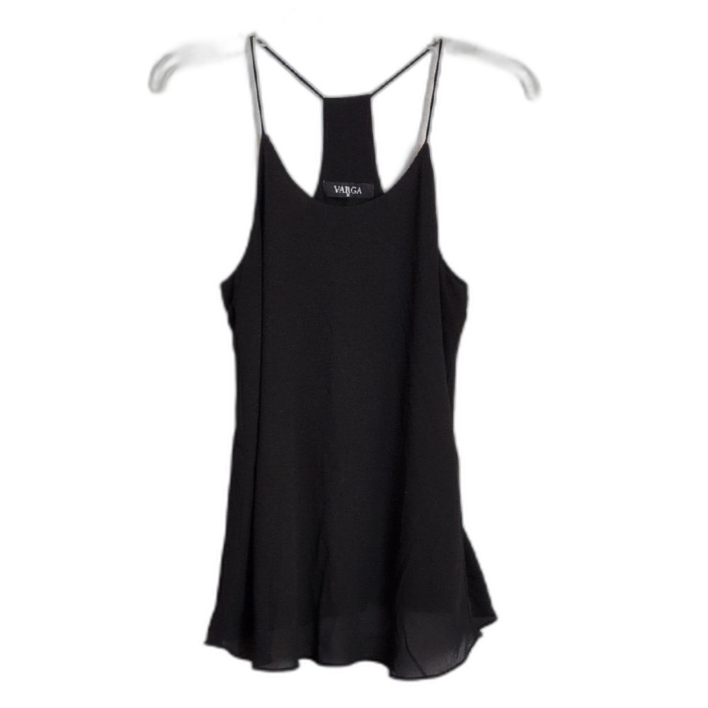 Varga Solid Black Polyester Lined Racerback Top Women's M